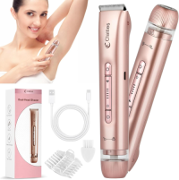 Bikini Trimmer for Women, Electric Razor & Shaver with Dual Ceramic Blades, Painless Hair Removal