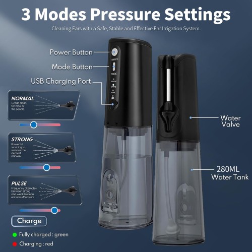 ElectricEar Cleaner, Ear Cleaning Kit with 5 Pressure Modes, Safeand Effective Ear Cleaning Tool, Ear irrigation Flushi